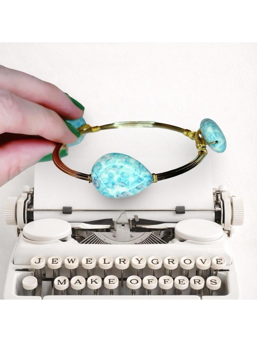 627. Blue Ceramic Wire Southwest Bracelet